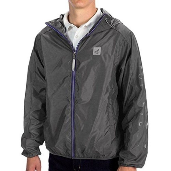 Sperry Top Sider Grey Gray Windbreaker Jacket S